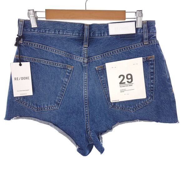 Re/Done 70s High Rise Short High Tide Slim Fit Rigid Denim Button Fly Size 29 - Picture 3 of 11